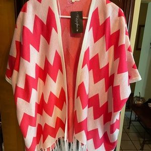 May & July Women's Small Zig Zag Pattern Pretty In Pink Cardigan Sweater NWT